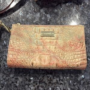 Brahmin Tan Crocodile Embossed Clutch